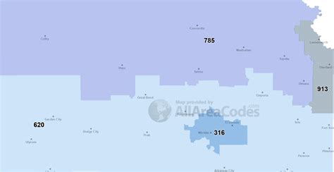 913 Area Code Map .